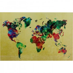 Quadro de vidro Metallic Colourful Map 150x100 cm