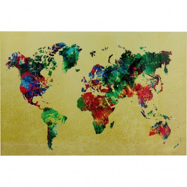 Tableau en verre Metallic Colourful Map 150x100cm