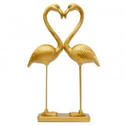 Peça decorativa Flamingo Love Dourada 39 cm