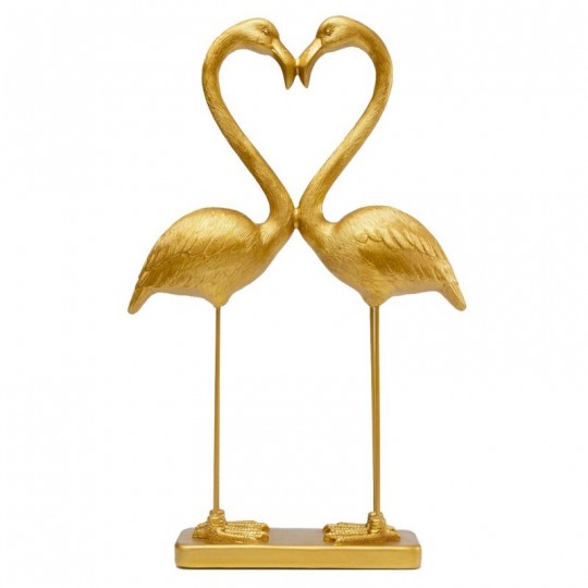 Figurine déco Flamingo Love doré 39cm